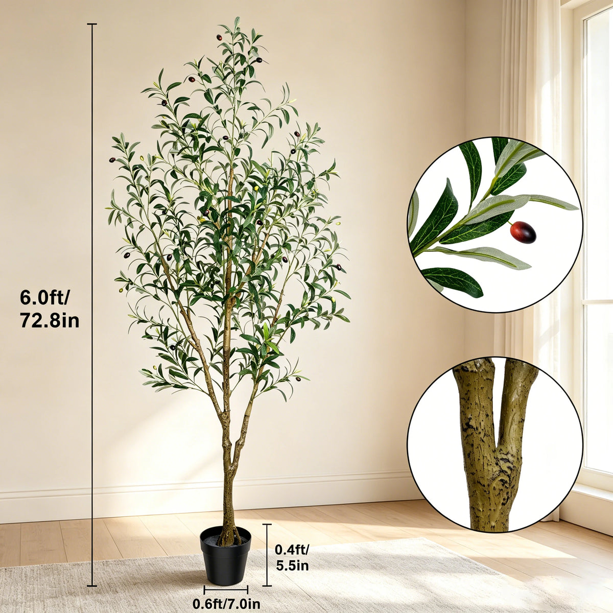 Olitree Artificial Olive Tree With Lifelike Fruits For Home Decor