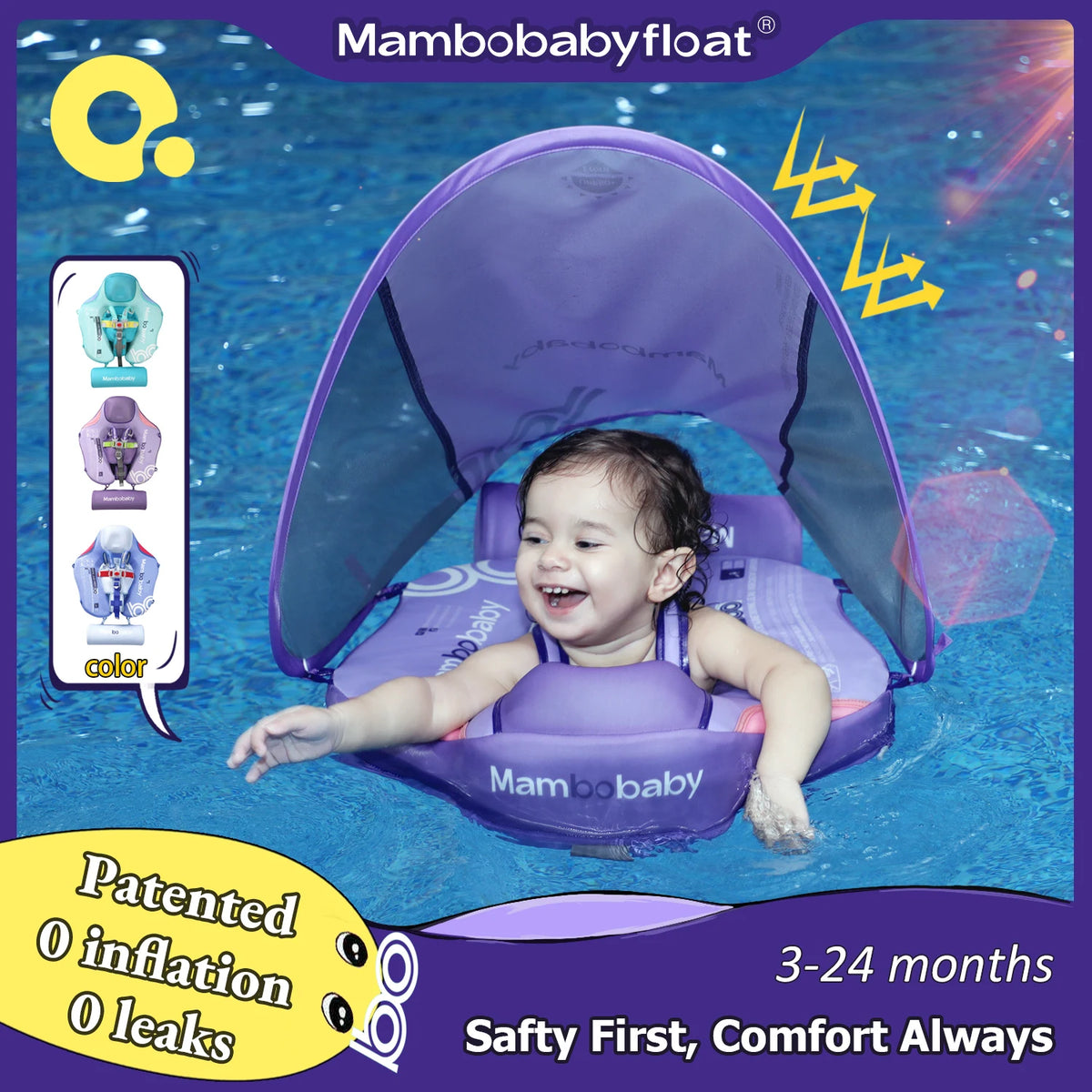 Mambobaby Infant Baby Float with Removable Canopy and Sunshade