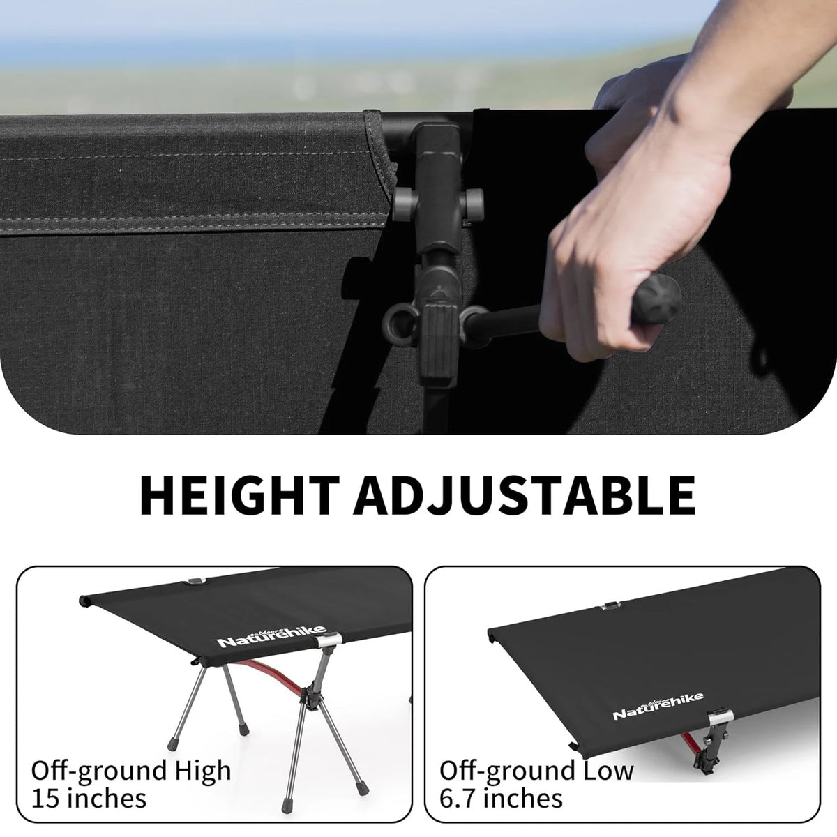 Naturehike Adjustable Folding Camping Cot For Outdoor Travel