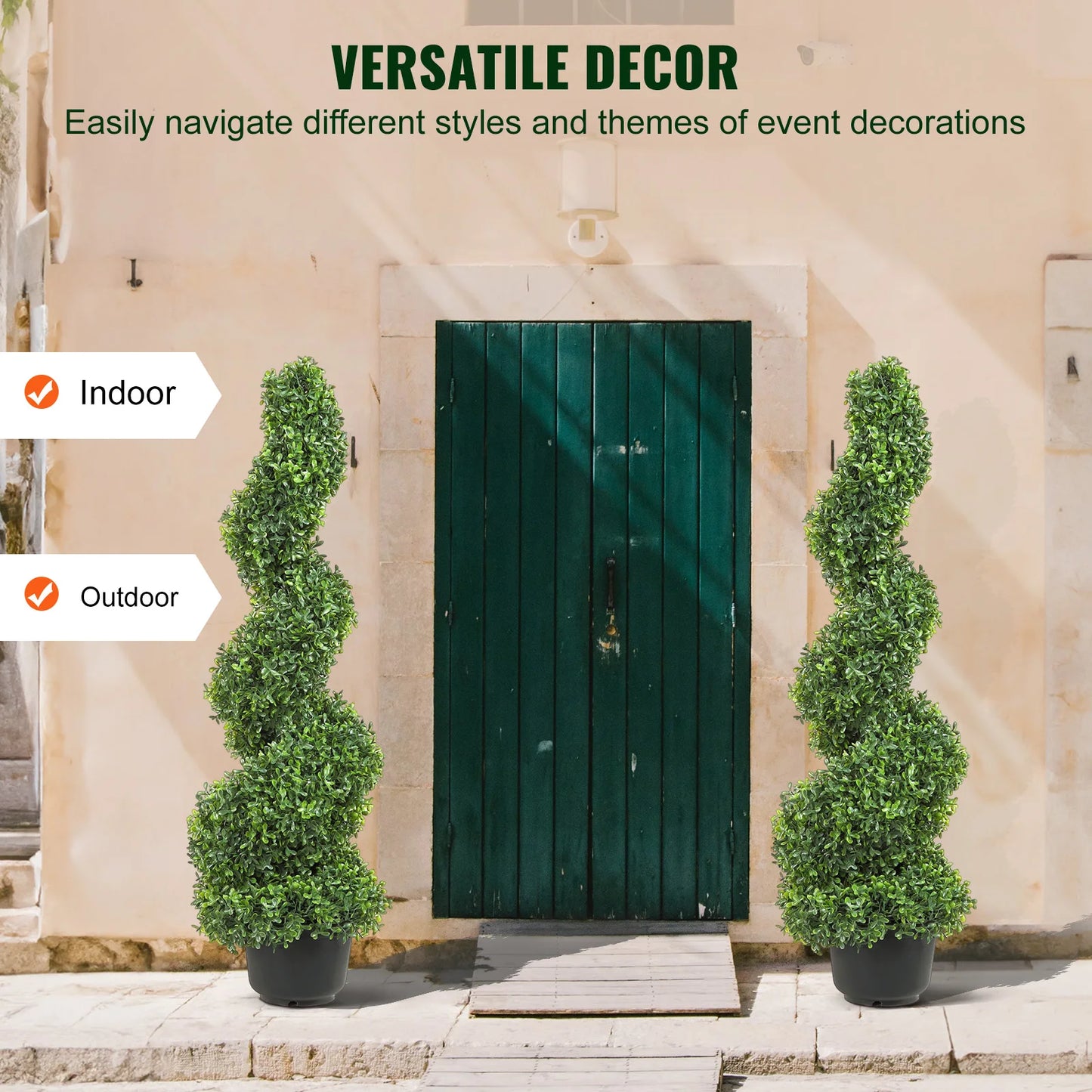 Artificial Boxwood Spiral Topiary Outdoor Garden Decor Plant