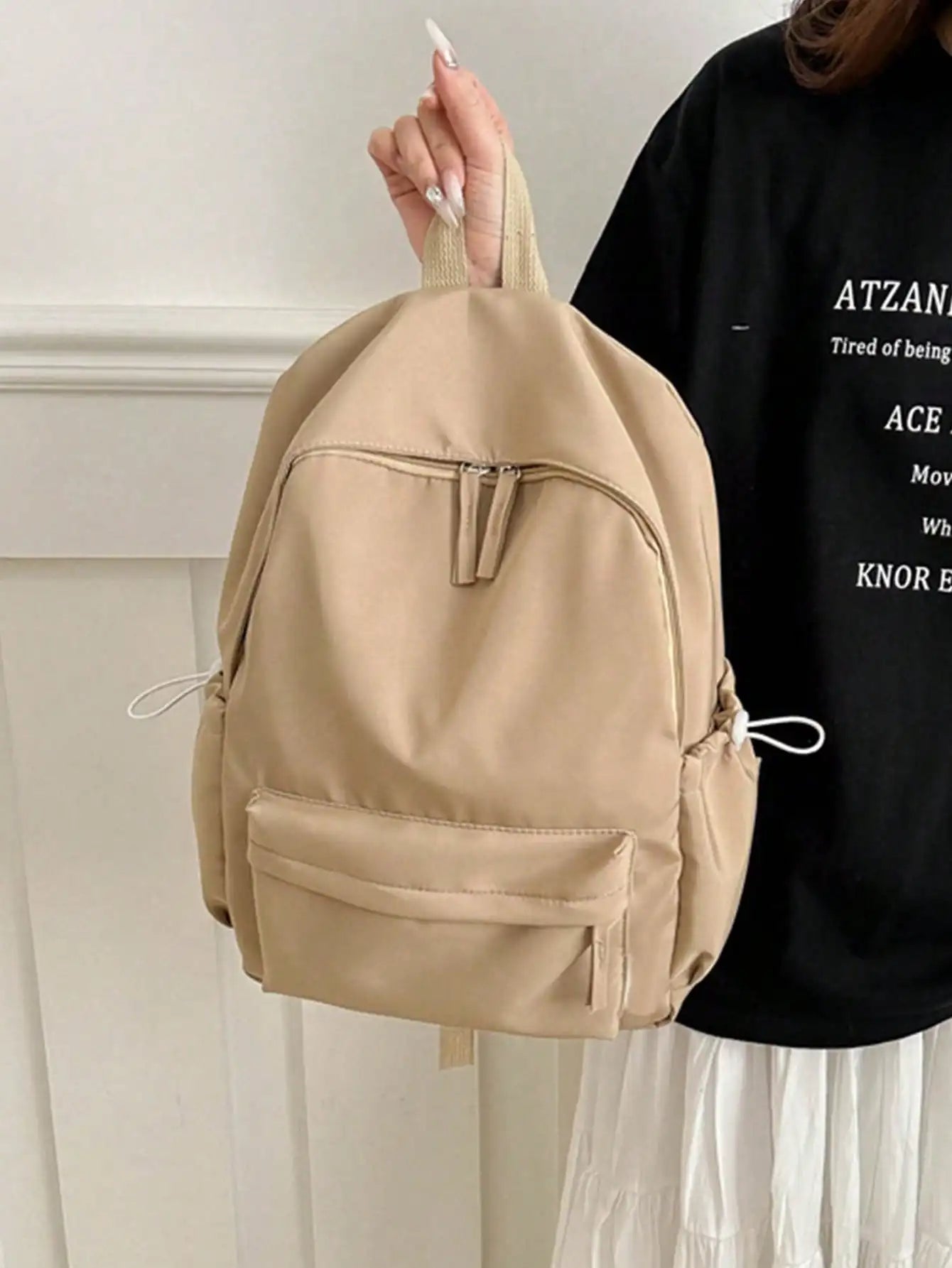 Casual Student Backpack With Multi Compartments Foldable Large Capacity