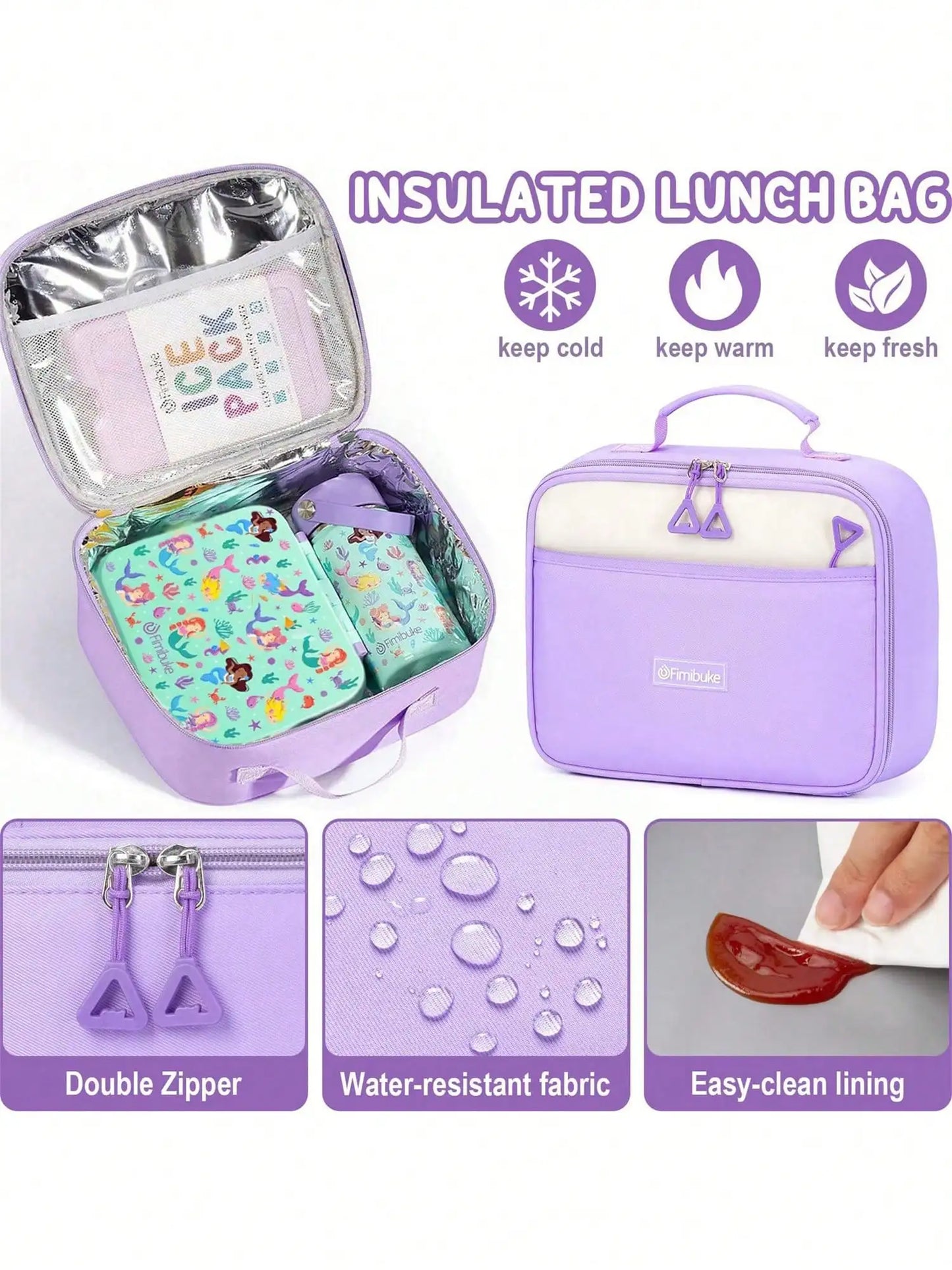 Youth Nylon Backpack Set With Lunch Box And Pen Case