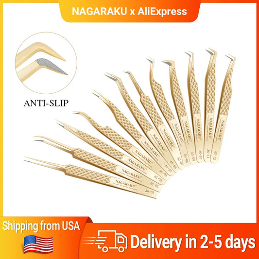 Nagaraku AG Eyelash Extension Tweezers For Volume Fans Fiber Tip