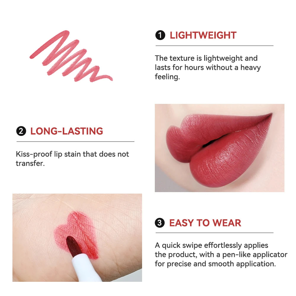 Waterproof Matte Lip Stain Long Lasting Transfer Resistant Lip Tint