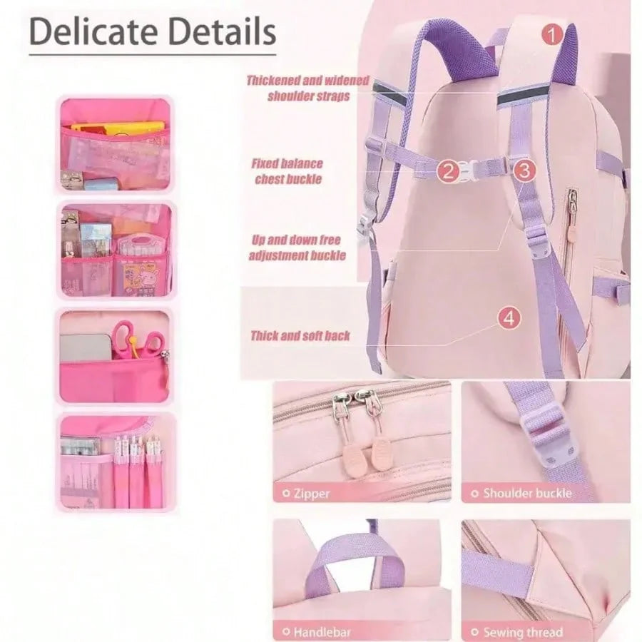 Lightweight Student Backpack With Multiple Pockets And Reflective Strips