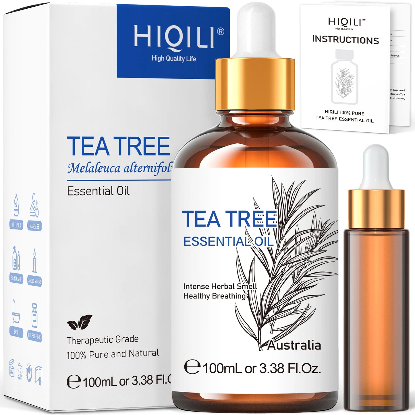 HIQILI Tea Tree Essential Oil for Diffusers Aromatherapy and Candles