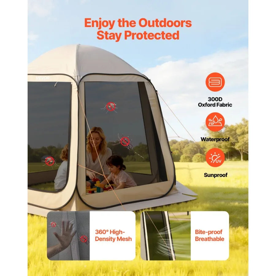 Screen House Tent Pop Up Canopy With Netting Sides Garden