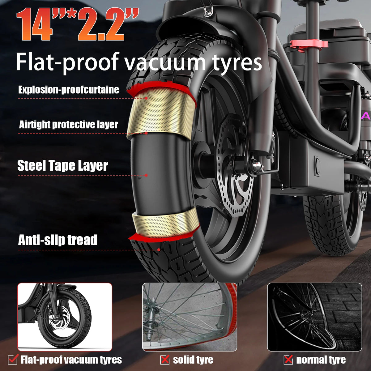 UPlee GQ8 Folding Electric Bicycle With Trunk And Shock Support