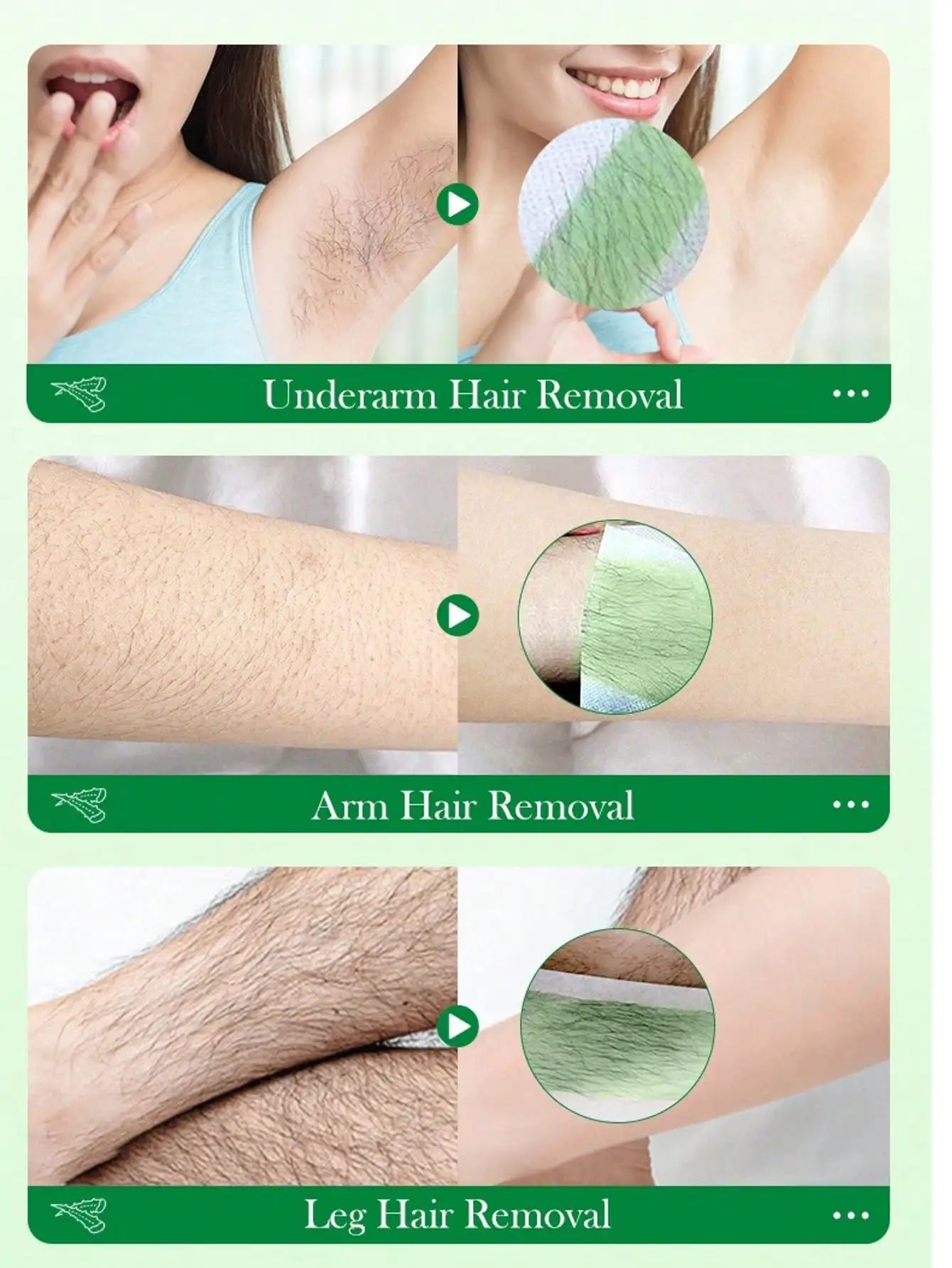 Aloe Vera Rose Wax Strips For Body Hair Removal Gentle