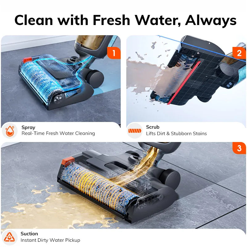 ILIFE W90 Pro Cordless Wet Dry Smart Mop 7000Pa Suction