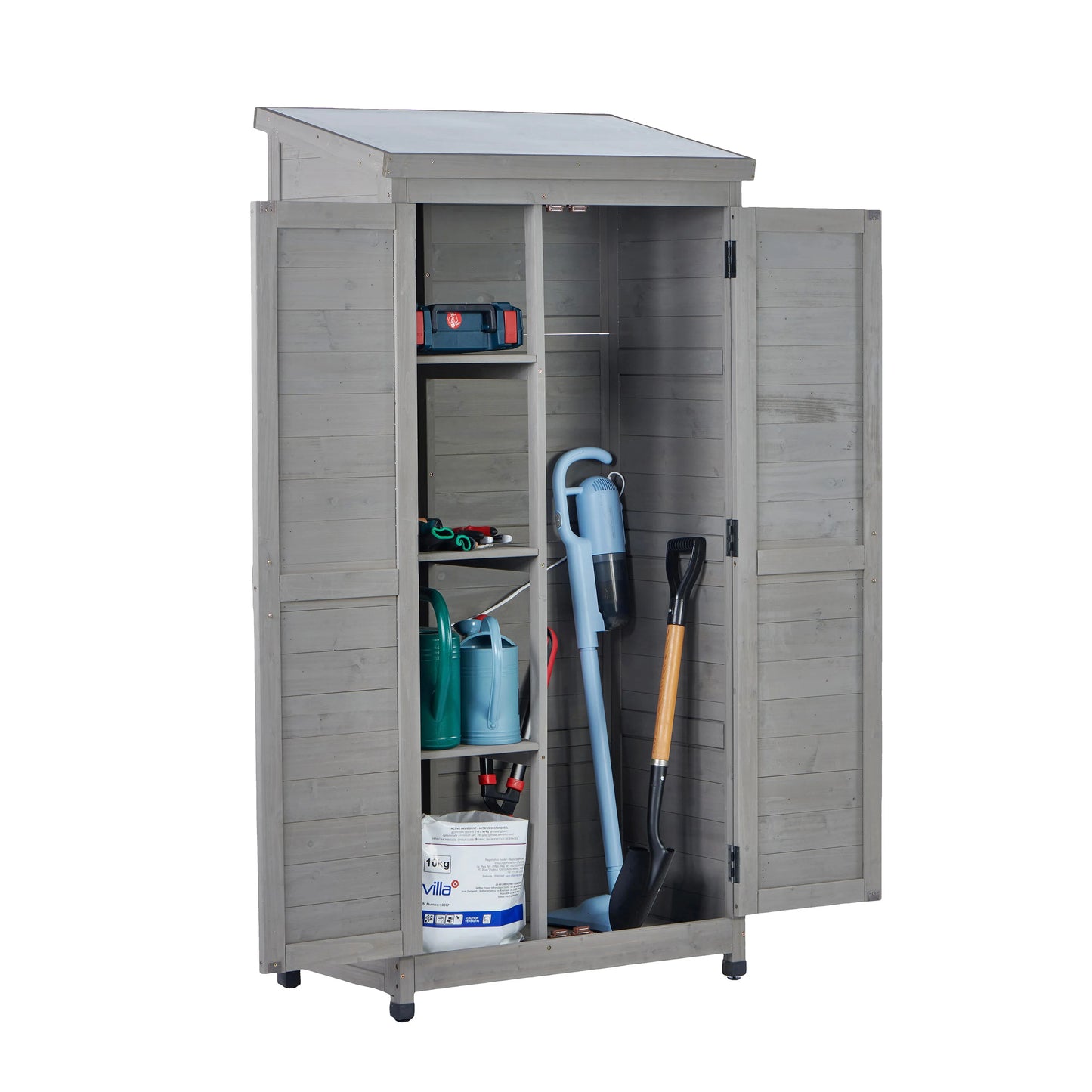 Weatherproof Fir Wood Storage Shed With Metal Roof For Gardening